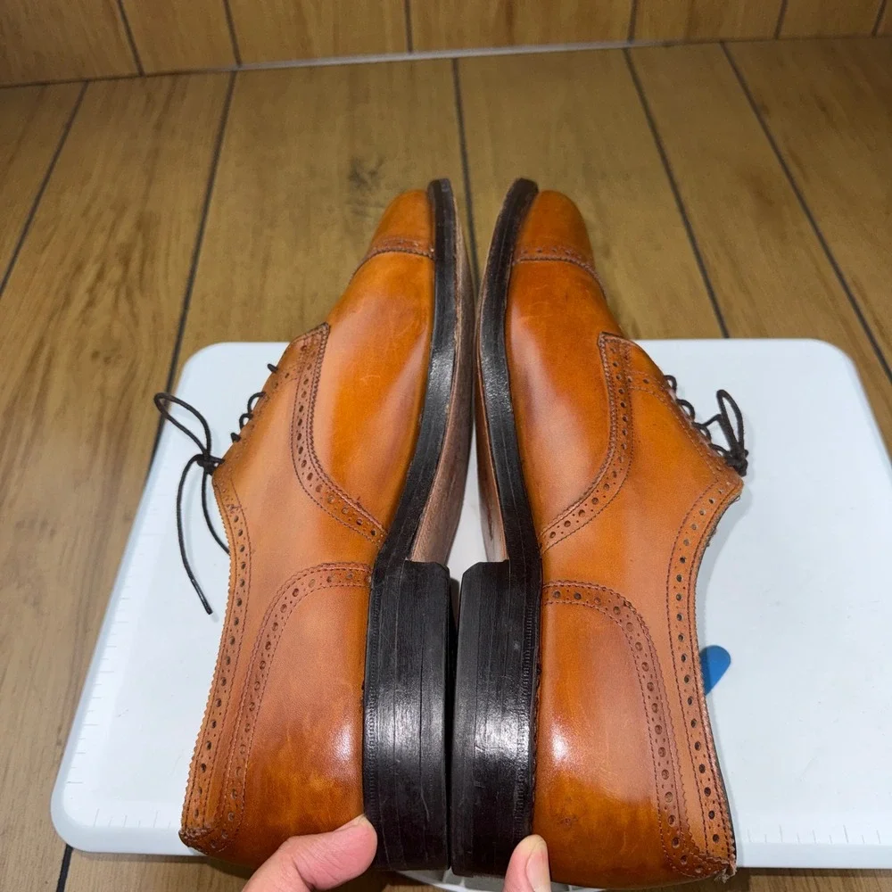 Allen Edmonds Lexington Mens 14 D Brown Leather Cap Toe Brogue Derby Shoes 5161